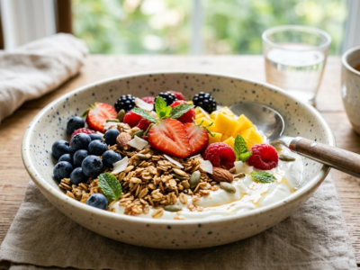Granola Bowl estival aux fruits frais, sans gluten et sans lactose
