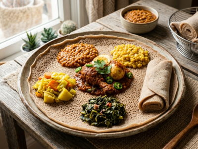 Injera sans lactose traditionnel éthiopien