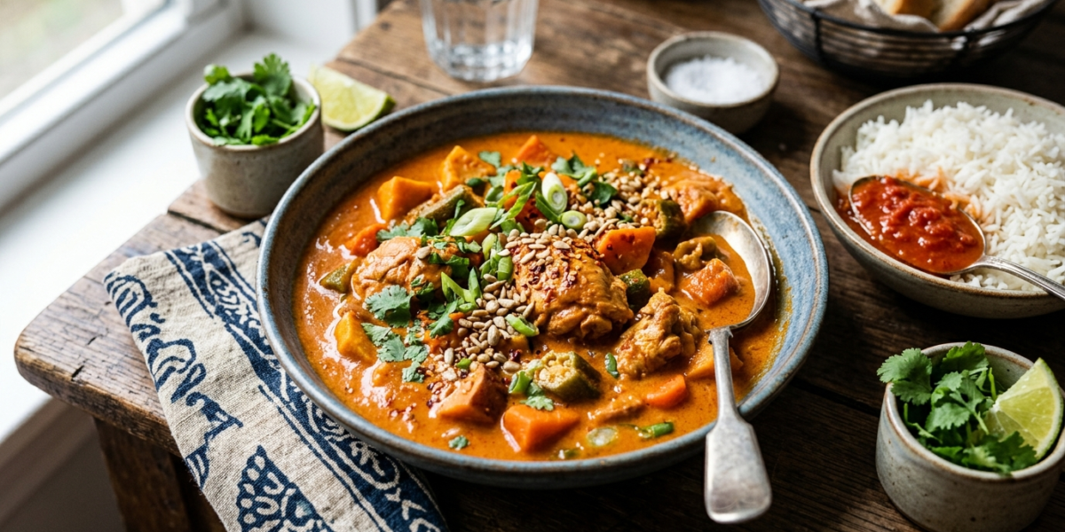 Mafé Poulet Sans Arachides – Sauce Tomate et Beurre de Cacahuète Alternatif