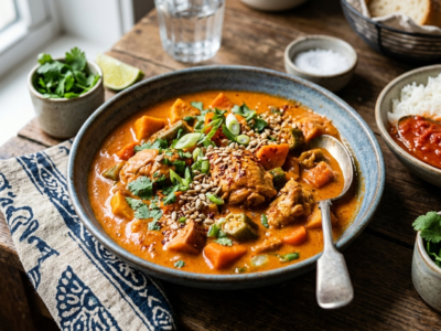 Mafé Poulet Sans Arachides – Sauce Tomate et Beurre de Cacahuète Alternatif