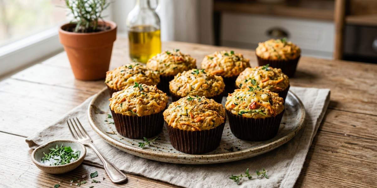Muffins salés sans levure aux légumes et fromage