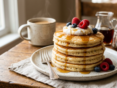 Pancakes moelleux sans gluten et sans fruits à coque