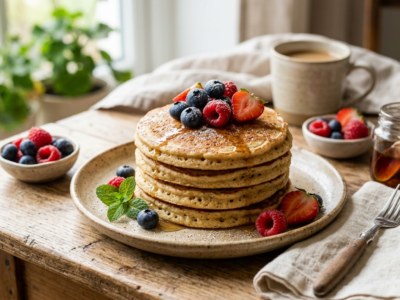 Pancakes sans sucre et sans gluten moelleux