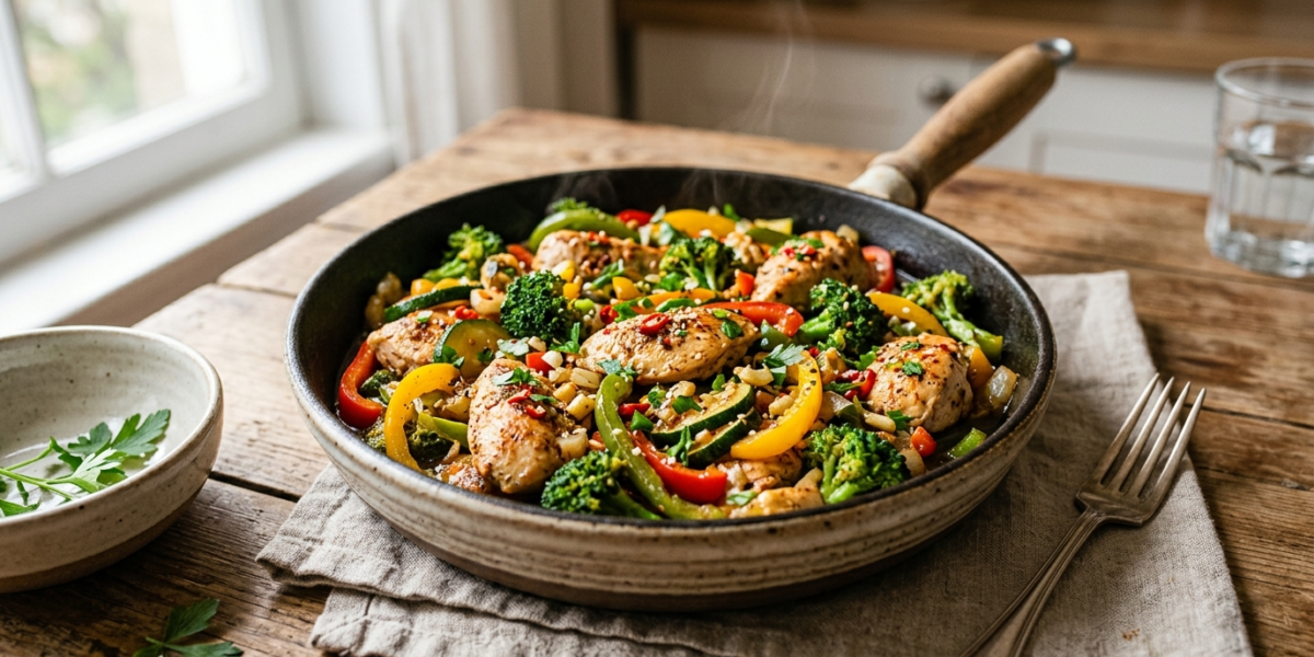 Poêlée Keto Sans Soja Sans Gluten aux Légumes et Poulet