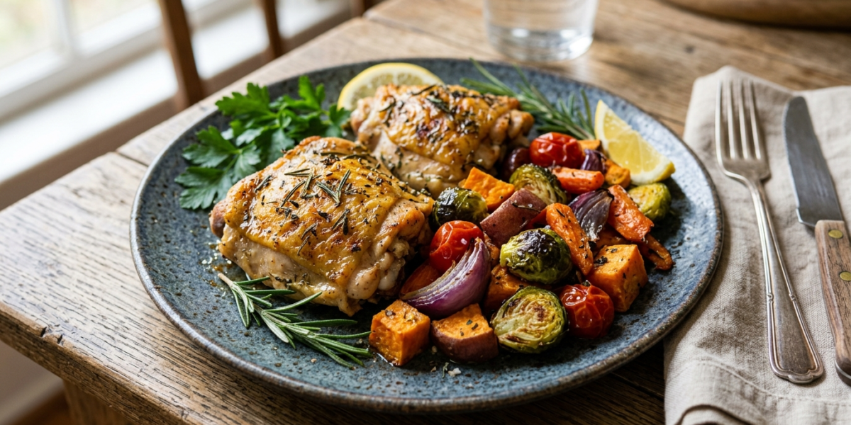 Poulet Paléo Sans Gluten aux Légumes Rôtis