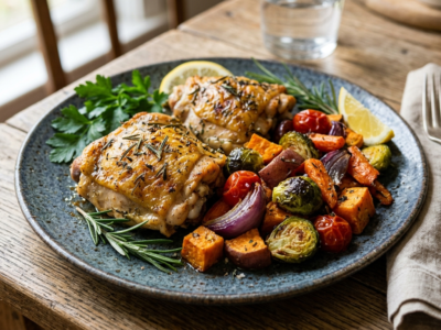 Poulet Paléo Sans Gluten aux Légumes Rôtis