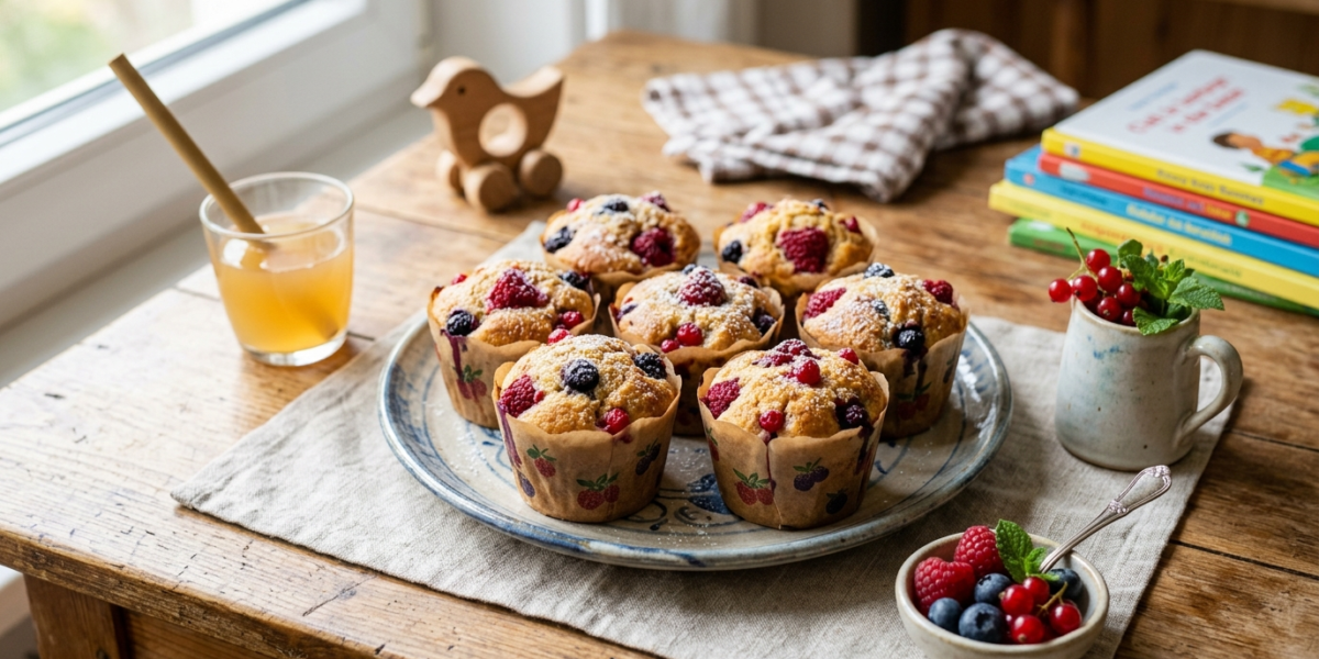 Recette de goûter enfant sans arachides et sans soja : muffins aux fruits rouges