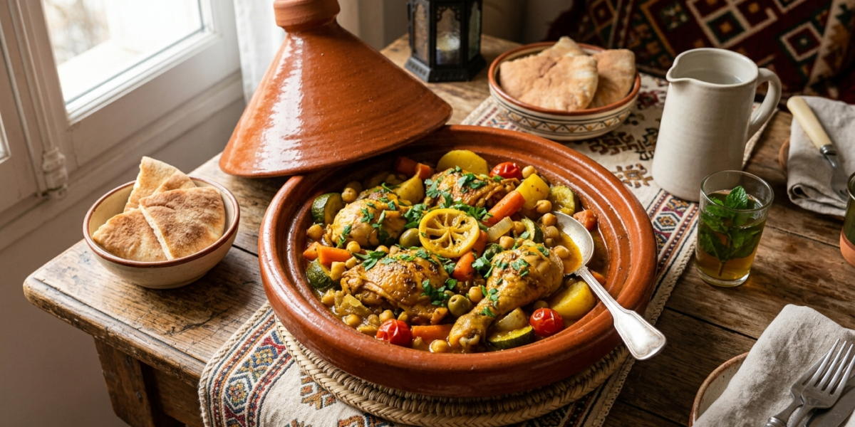 Recette spéciale Ramadan sans fruits à coque et sans soja : Tajine de poulet aux légumes
