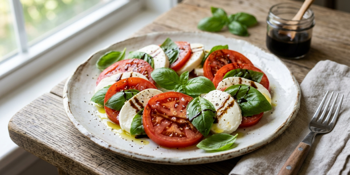 Salade Caprese sans gluten et sans œuf