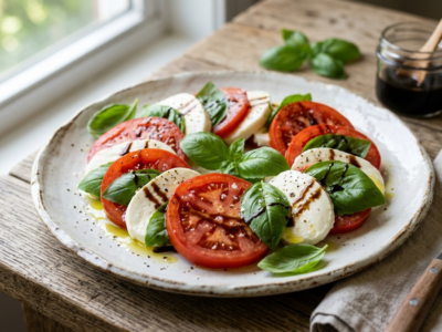 Salade Caprese sans gluten et sans œuf