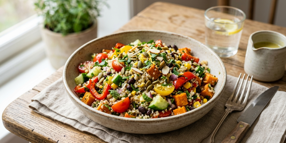 Salade composée de quinoa sans gluten et sans lactose