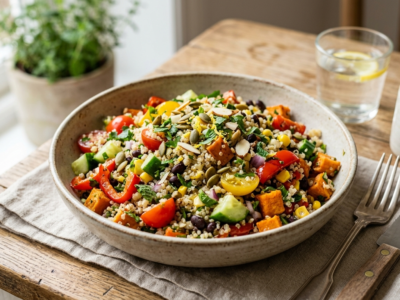 Salade composée de quinoa sans gluten et sans lactose