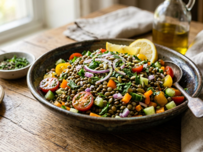 Salade de lentilles verte sans gluten et sans lactose