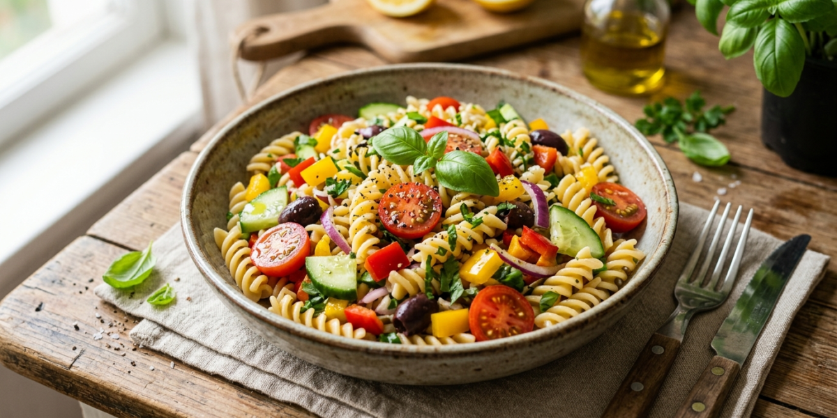 Salade de pâtes sans gluten et sans lactose, fraîche et gourmande