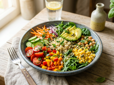 Salade estivale fraîche et saine sans gluten ni lactose