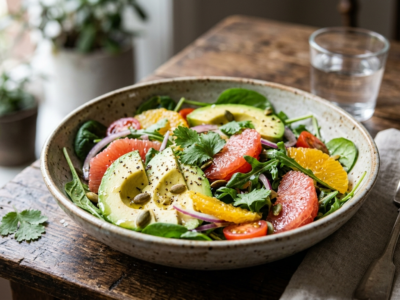 Salade fraîche d&rsquo;avocat et pamplemousse sans gluten