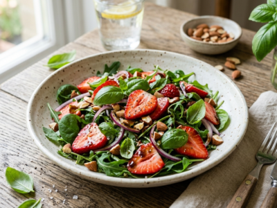 Salade fraîcheur fraises basilic sans gluten sans lactose