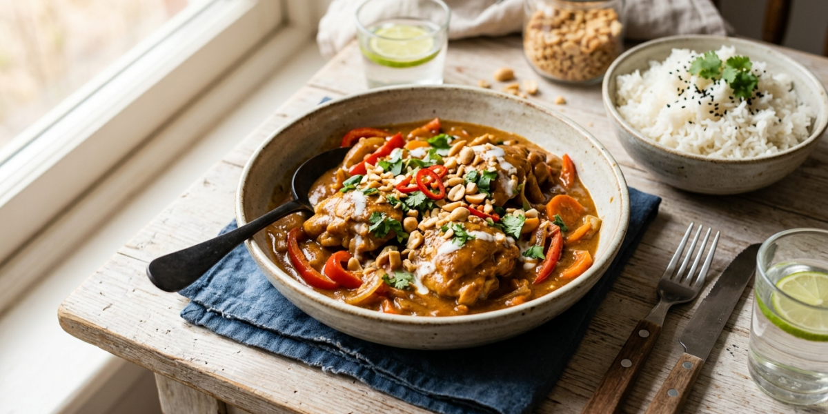 Sauce arachide au poulet sans gluten
