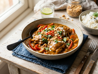 Sauce arachide au poulet sans gluten