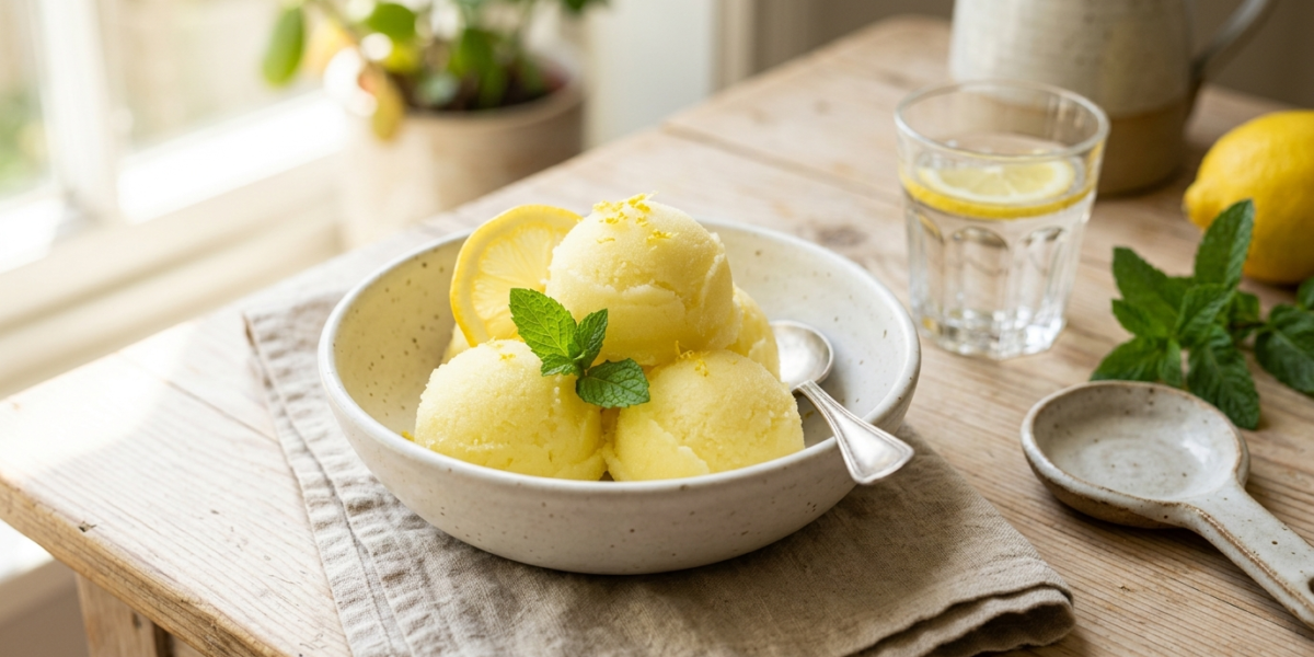 Sorbet citron sans œuf et sans lactose