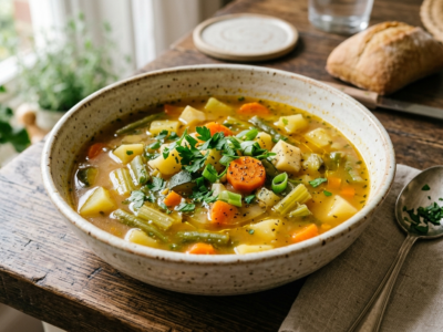 Soupe de légumes Low FODMAP sans oignon