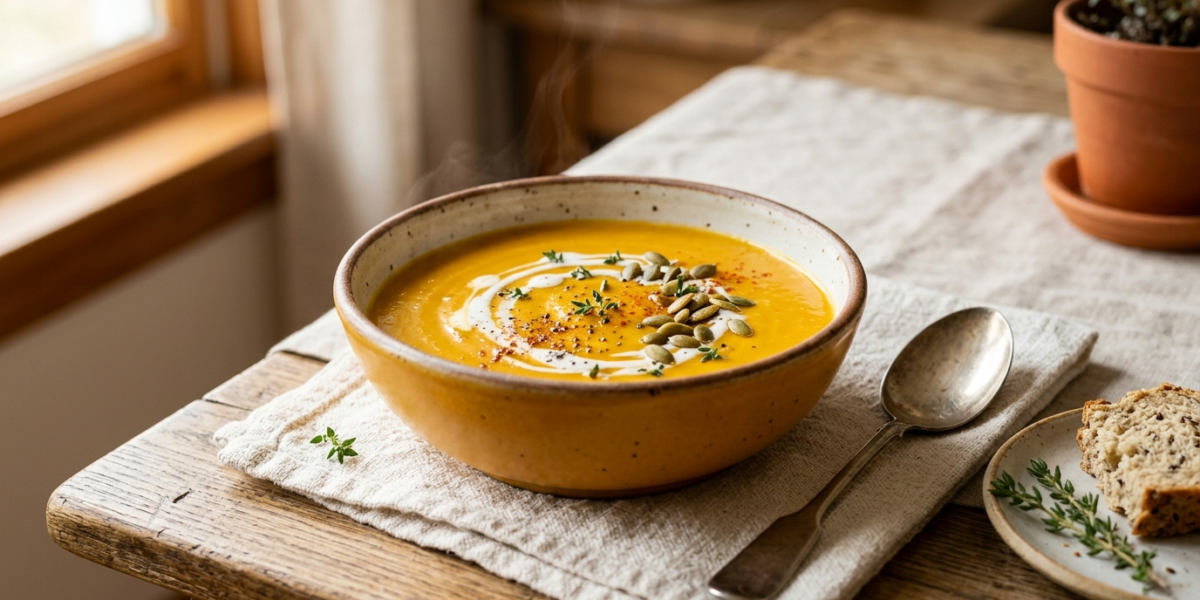 Soupe de potiron sans gluten et sans lactose