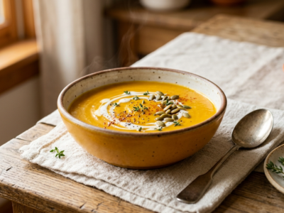 Soupe de potiron sans gluten et sans lactose