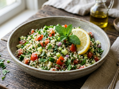Taboulé sans gluten à la menthe et au citron