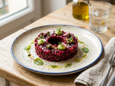 Tartare de betterave sans œuf et sans lactose