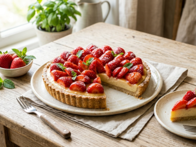 Tarte aux fraises sans gluten et sans œuf