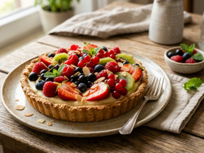 Tarte aux fruits sans sucre, sans gluten et sans lactose