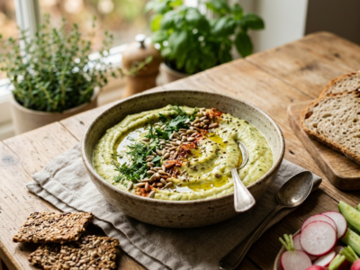 Tartinade vegan sans gluten et sans noix à la courgette et pois chiches