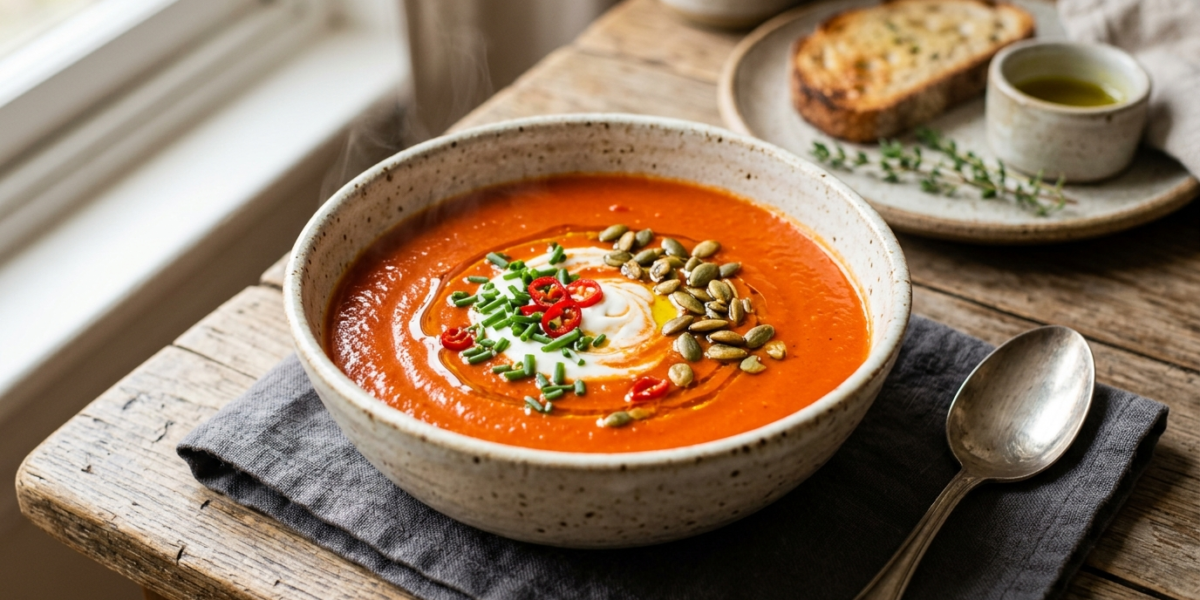 Velouté de poivron rouge sans gluten et sans lactose