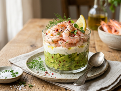 Verrine crevette avocat sans gluten