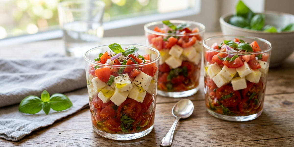 Verrine fraîcheur tomate mozzarella sans gluten sans lactose