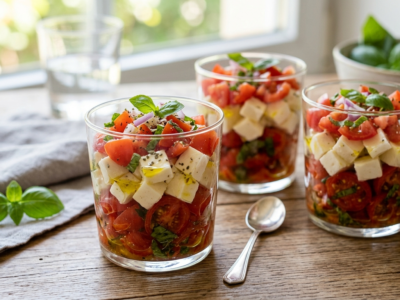 Verrine fraîcheur tomate mozzarella sans gluten sans lactose