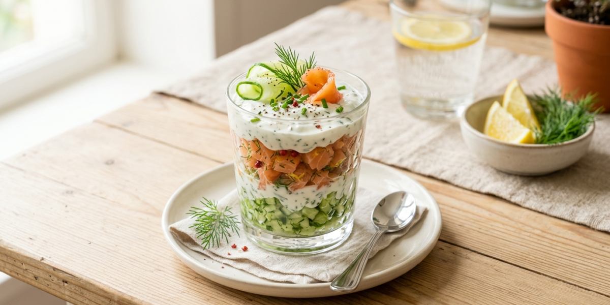 Verrine saumon concombre sans lactose