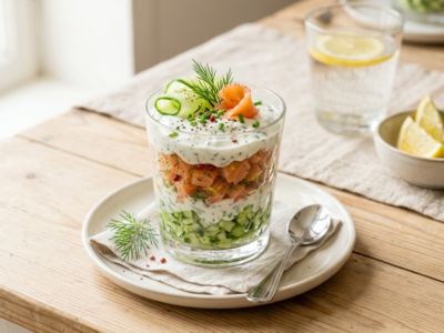 Verrine saumon concombre sans lactose