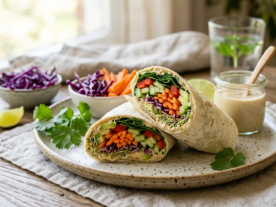 Wrap vegan sans gluten et sans soja aux légumes croquants