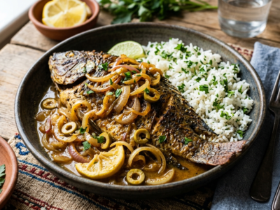 Yassa poisson sans lactose – plat sénégalais épicé et savoureux