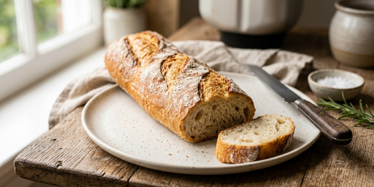 Baguette sans gluten réalisée à la machine à pain