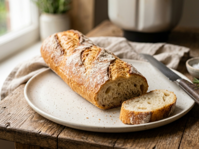 Baguette sans gluten réalisée à la machine à pain