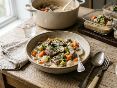 Batch cooking blanquette de veau sans gluten ni lactose