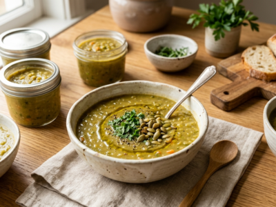 Batch cooking de soupe de pois cassés sans gluten
