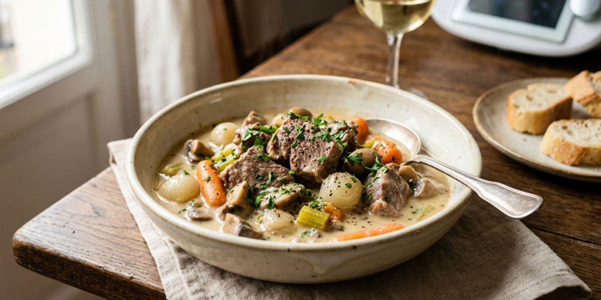Blanquette de veau sans gluten préparée au Thermomix