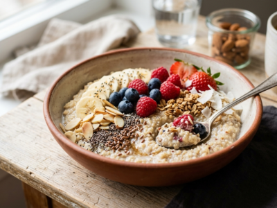 Bowl petit déjeuner au quinoa sans gluten et sans lactose