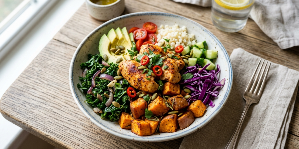 Bowl Poulet et Patate Douce Whole30 Sans Gluten