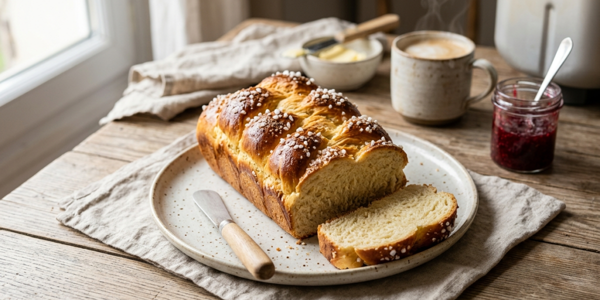 Brioche tressée sans gluten réalisée à la machine à pain