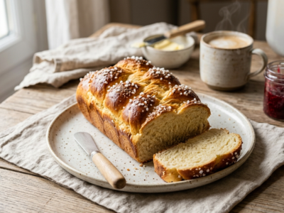 Brioche tressée sans gluten réalisée à la machine à pain