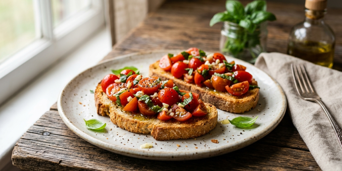 Bruschetta aux tomates fraîches sans lactose et sans gluten